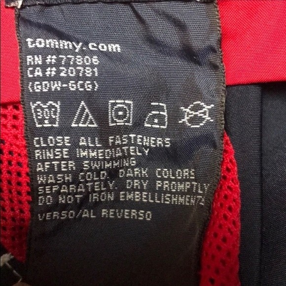 Y2K 06 Tommy Hilfiger Board shorts Swim Trunks Color block blue White size M - Picture 12 of 17